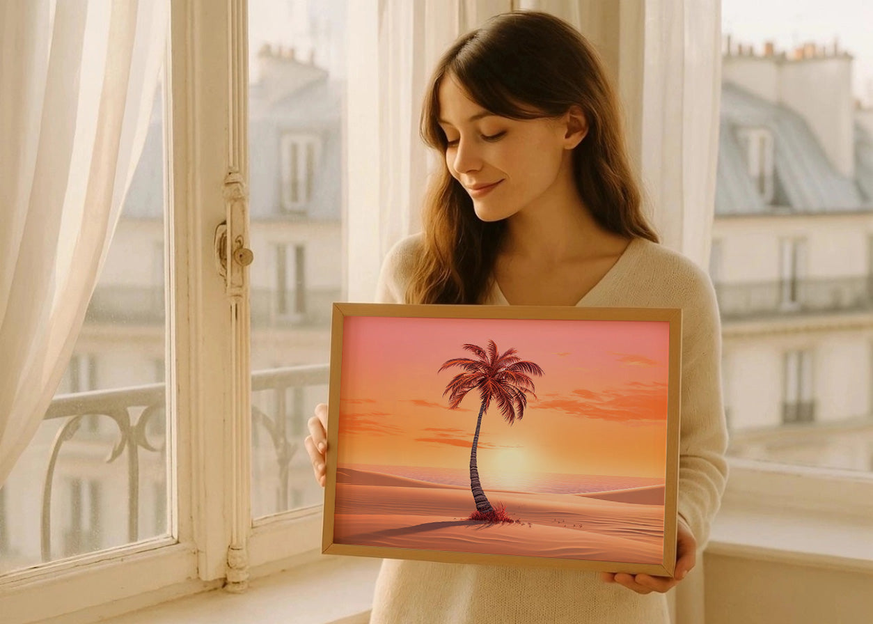 Cuadro ​Palmera: colores pasteles