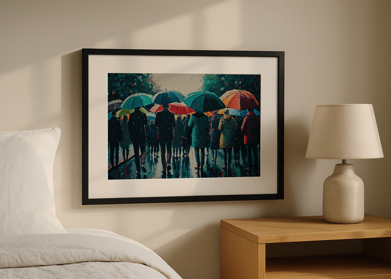 Cuadro ​Multitud bajo la lluvia
