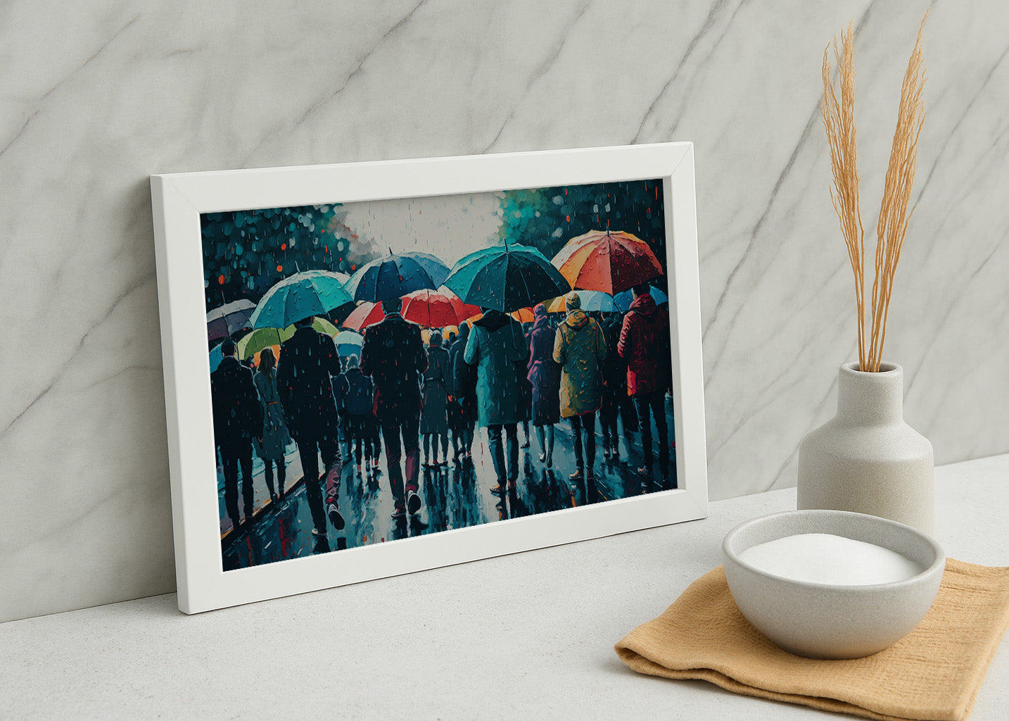 Cuadro ​Multitud bajo la lluvia