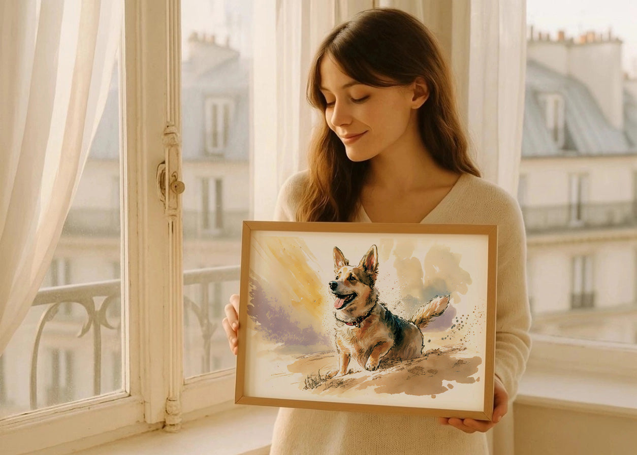 Cuadro ​Dibujo de perro feliz