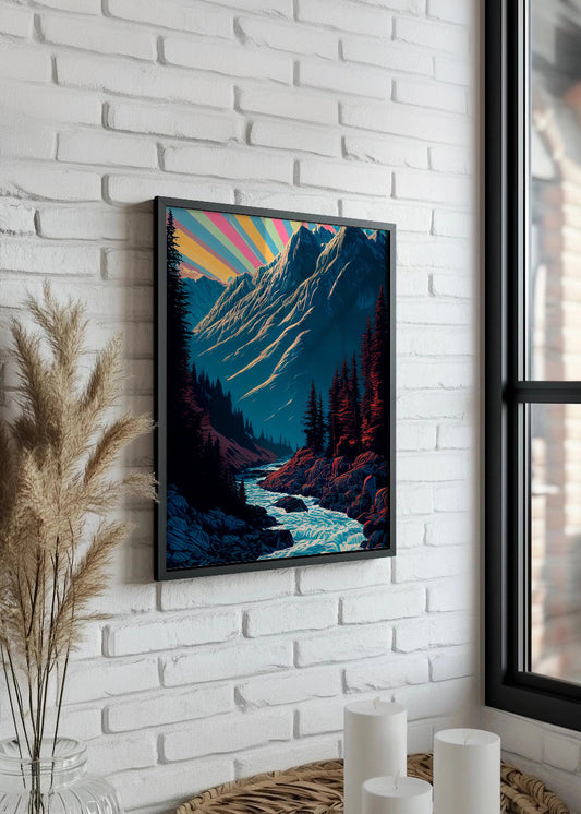 Cuadro ​Río entre montañas Arcoíris