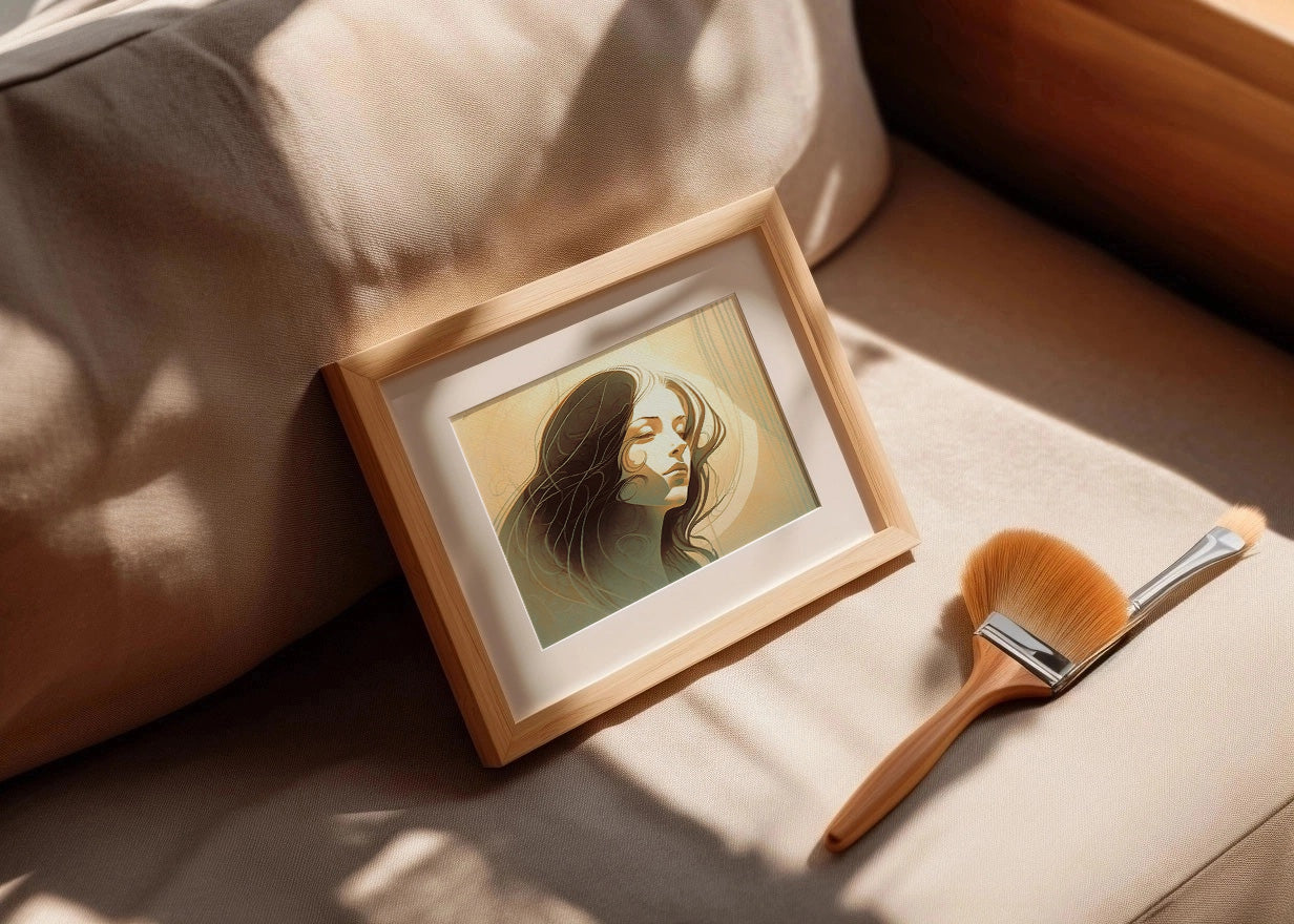 Cuadro ​Mujer sintiendo estilo minimalista
