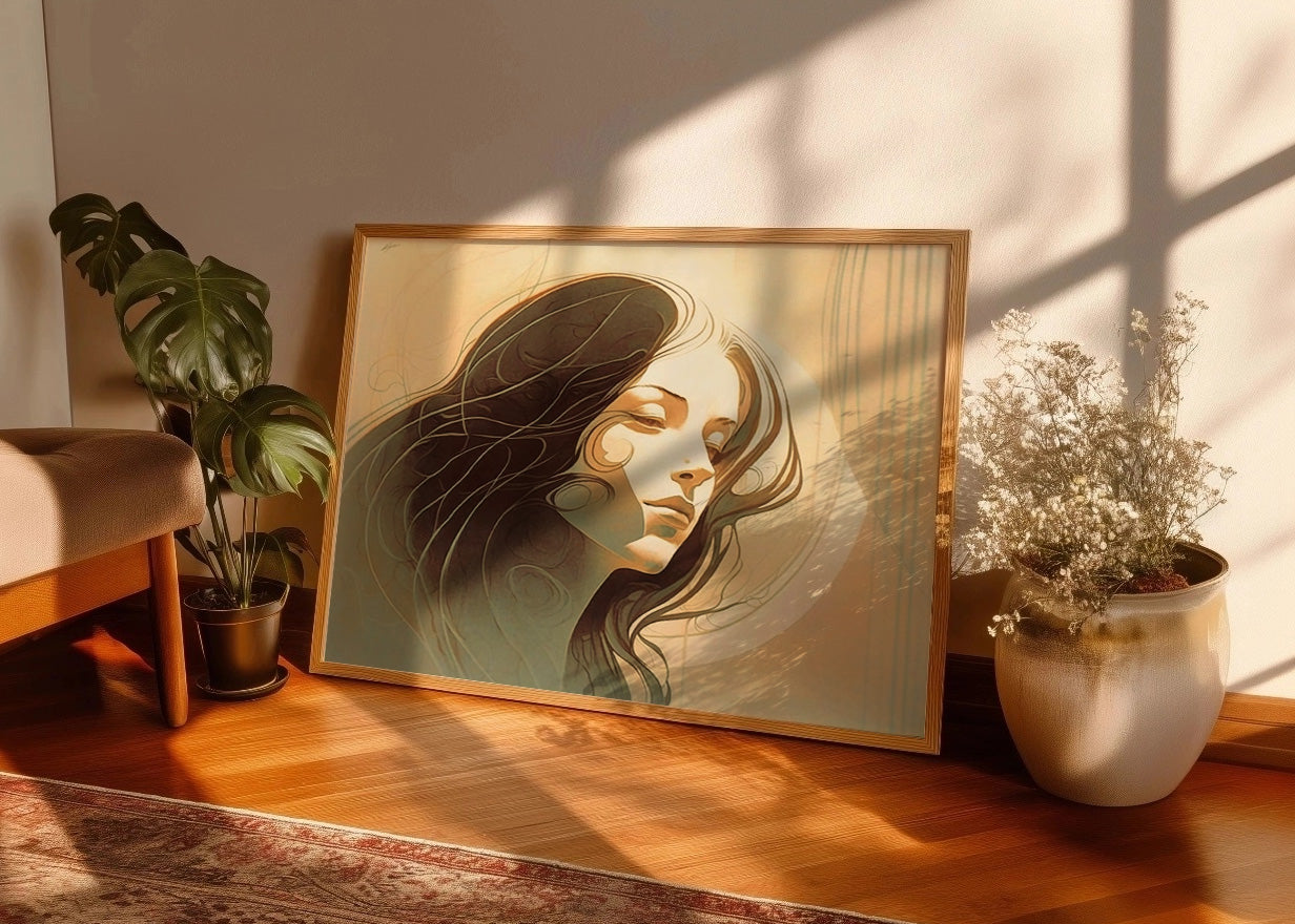 Cuadro ​Mujer sintiendo estilo minimalista