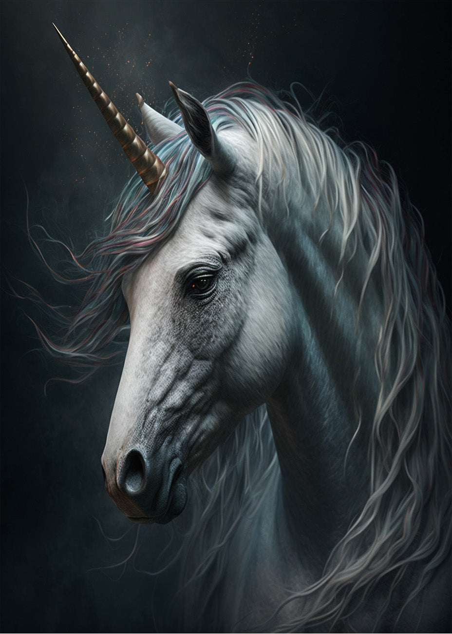 Cuadro ​Retrato de unicornio realismo