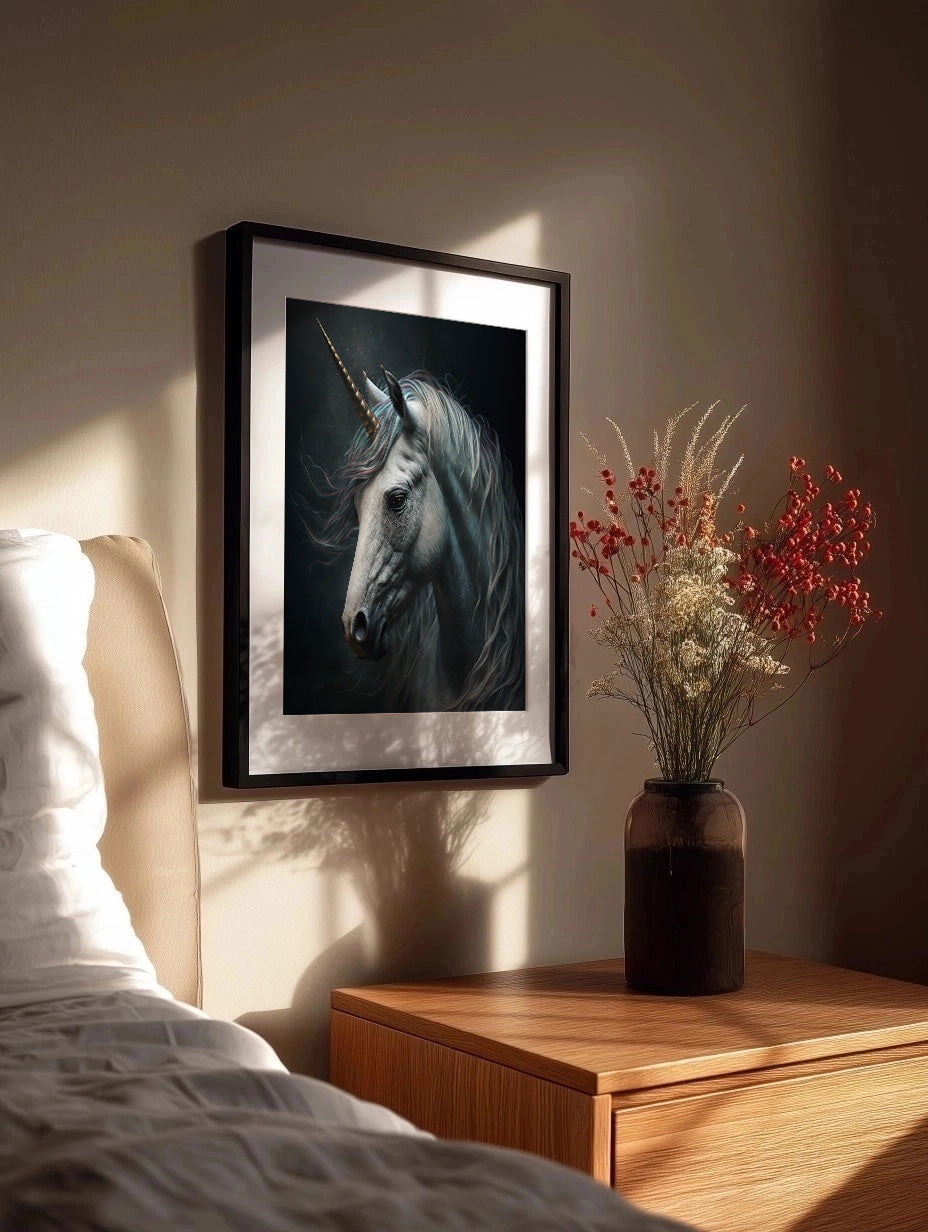 Cuadro ​Retrato de unicornio realismo