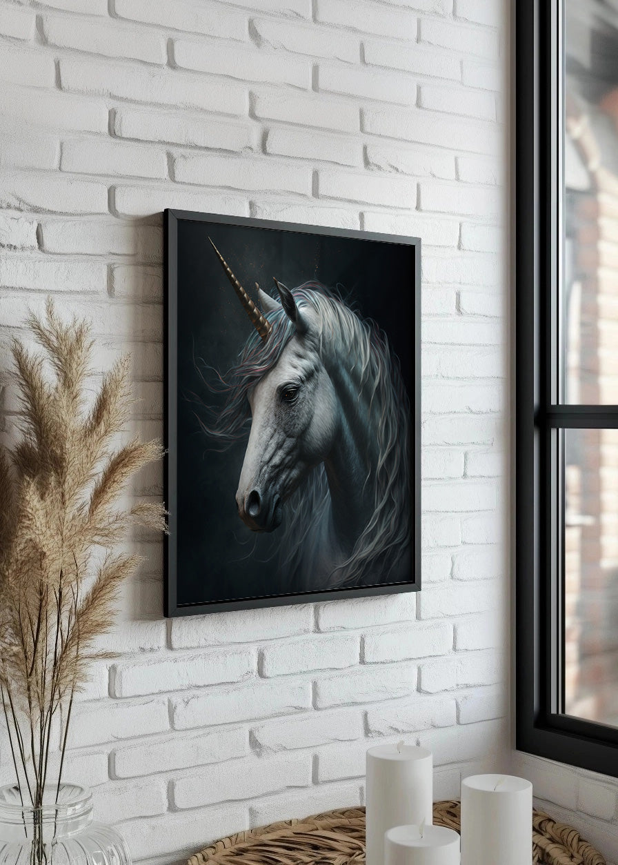 Cuadro ​Retrato de unicornio realismo